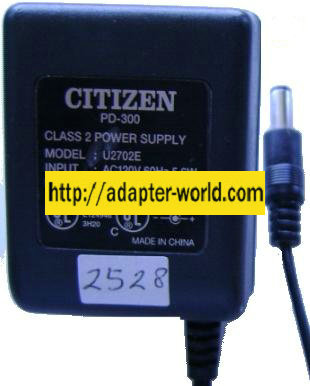 CITIZEN U2702E PD-300 AC ADAPTER 9VDC 300mA -( ) 2x5.5mm New 12